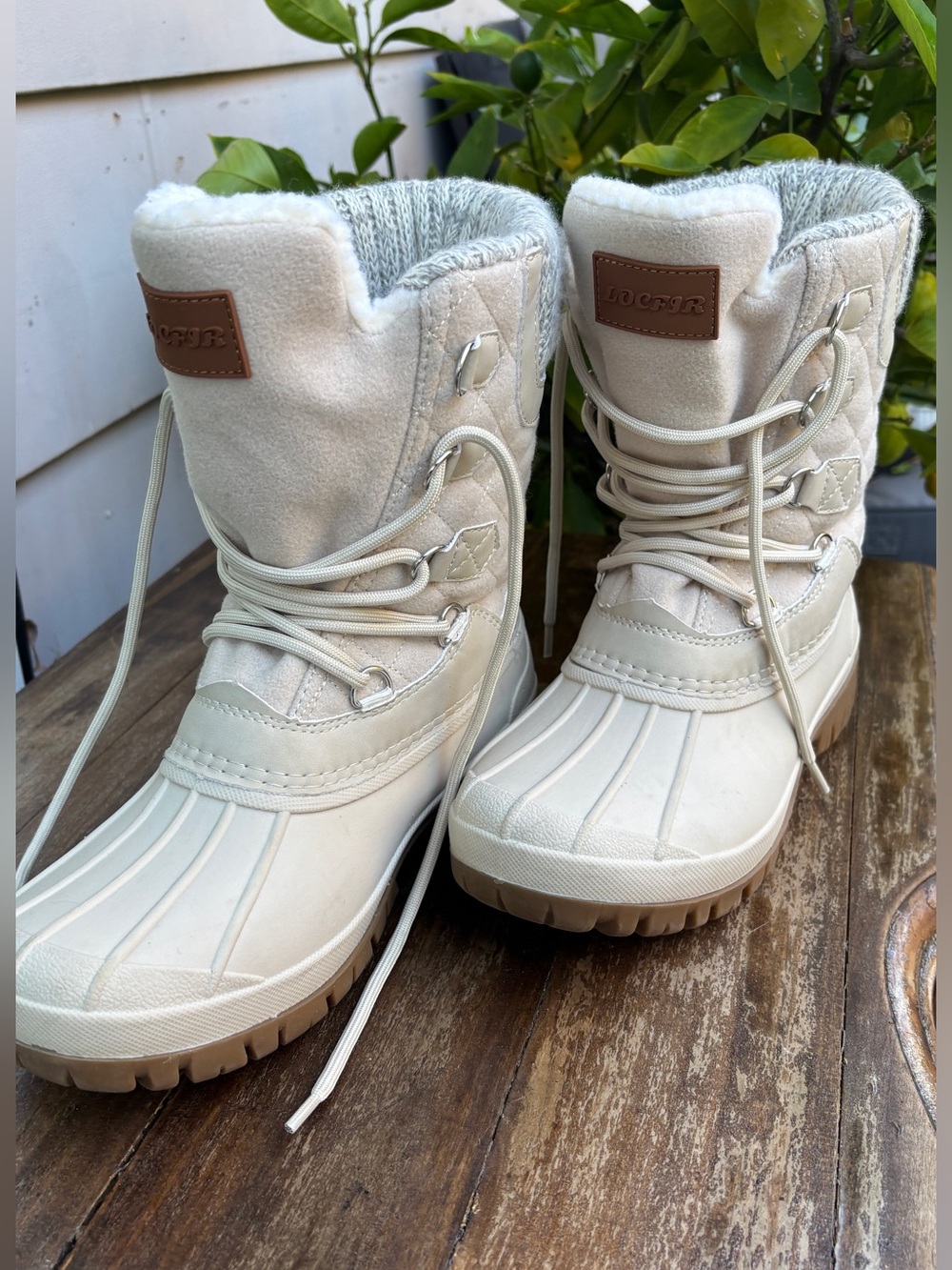 LOCFIR Women's Winter Snow Duck Boots Cream Beige - Size 8 NEW